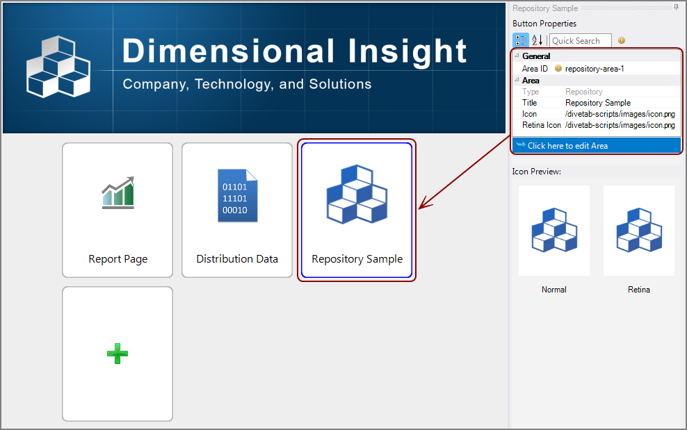 Defining the Repository Area in the GUI